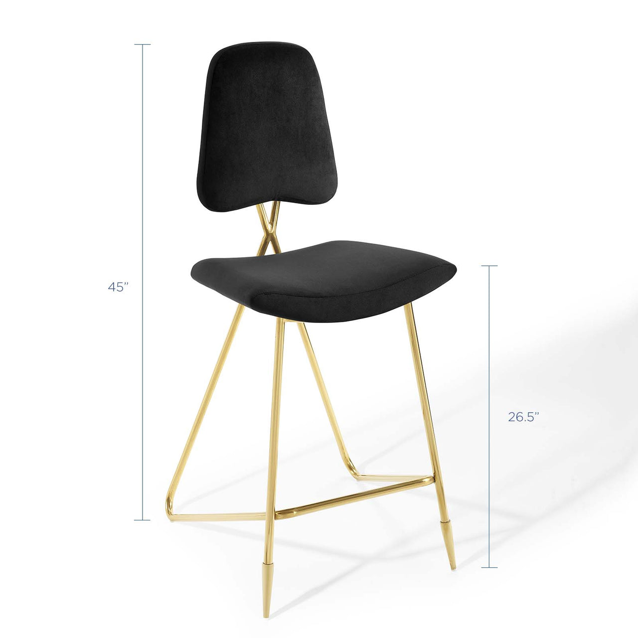 Direction Velvet Bar Stool, Black