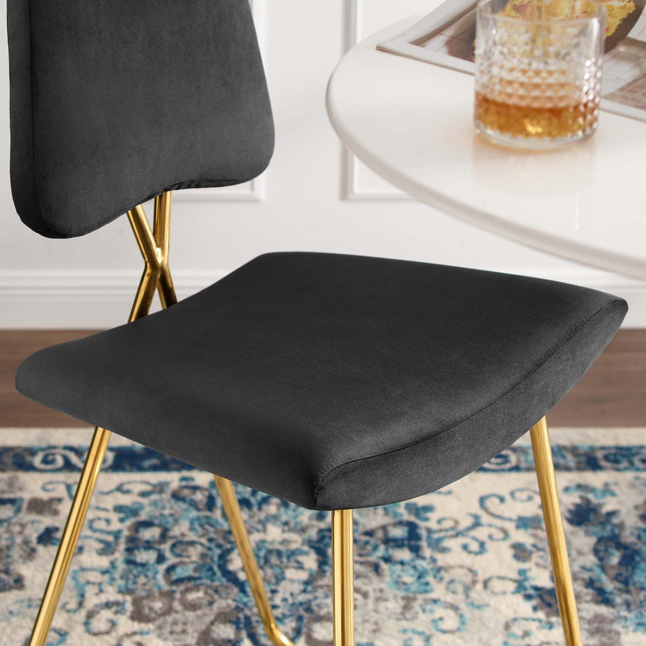 Direction Velvet Bar Stool, Black