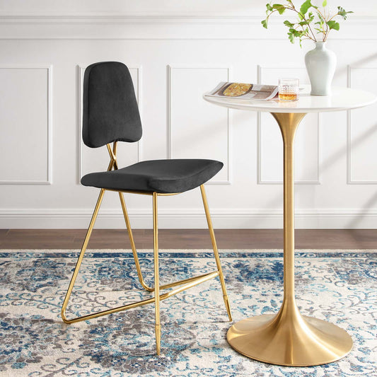Direction Velvet Bar Stool, Black