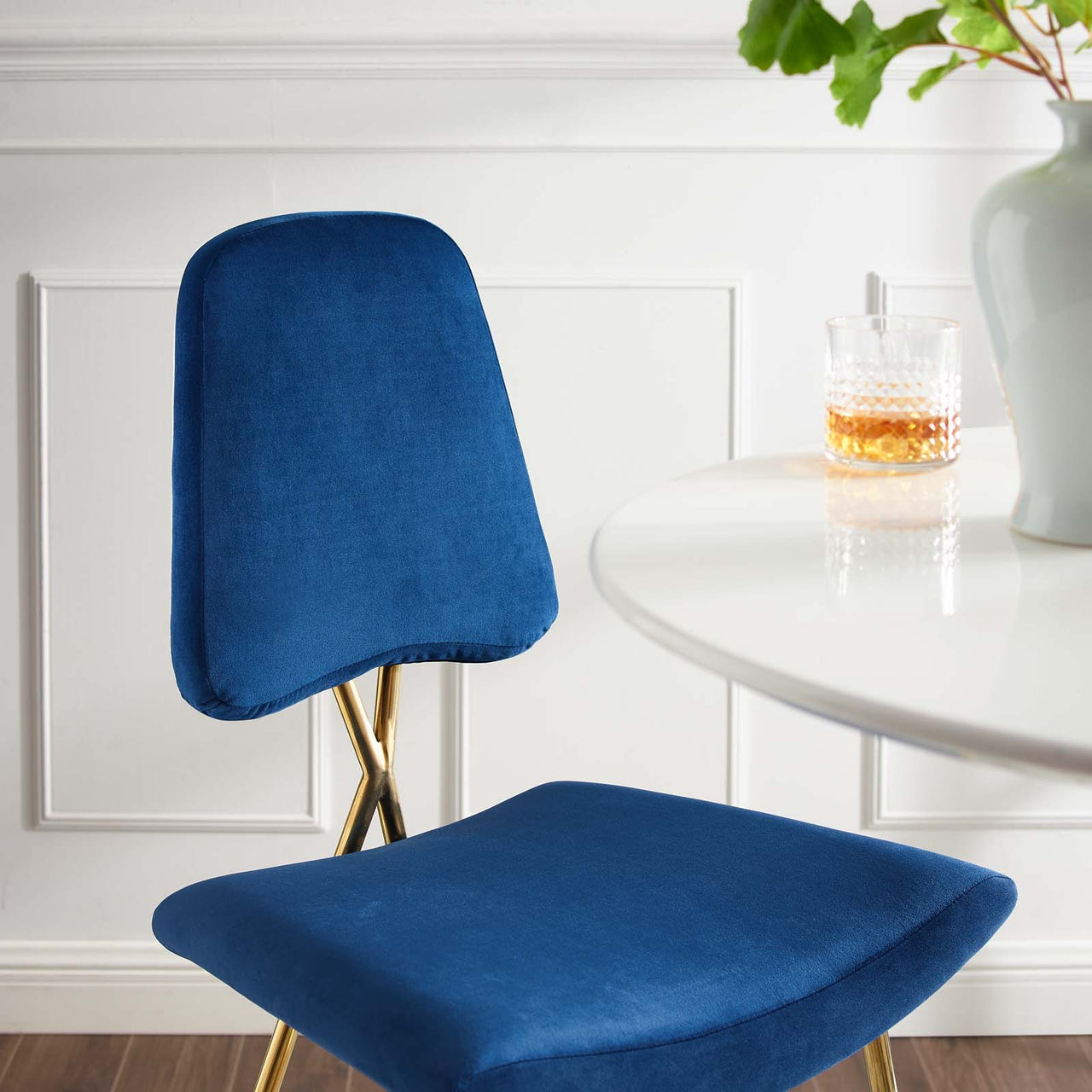 Direction Velvet Bar Stool, Navy