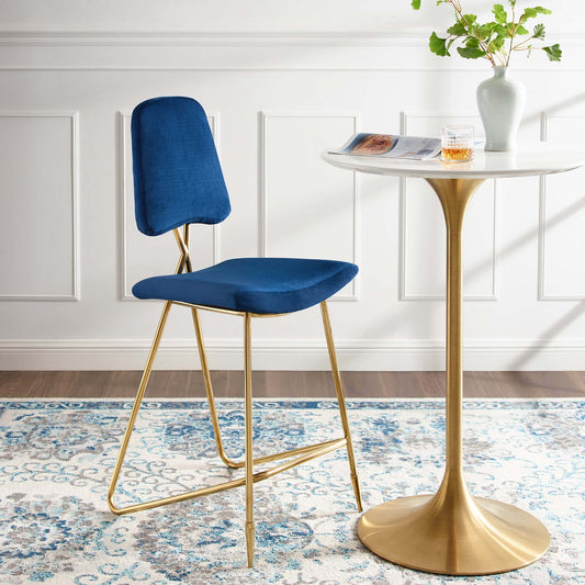Direction Velvet Bar Stool, Navy