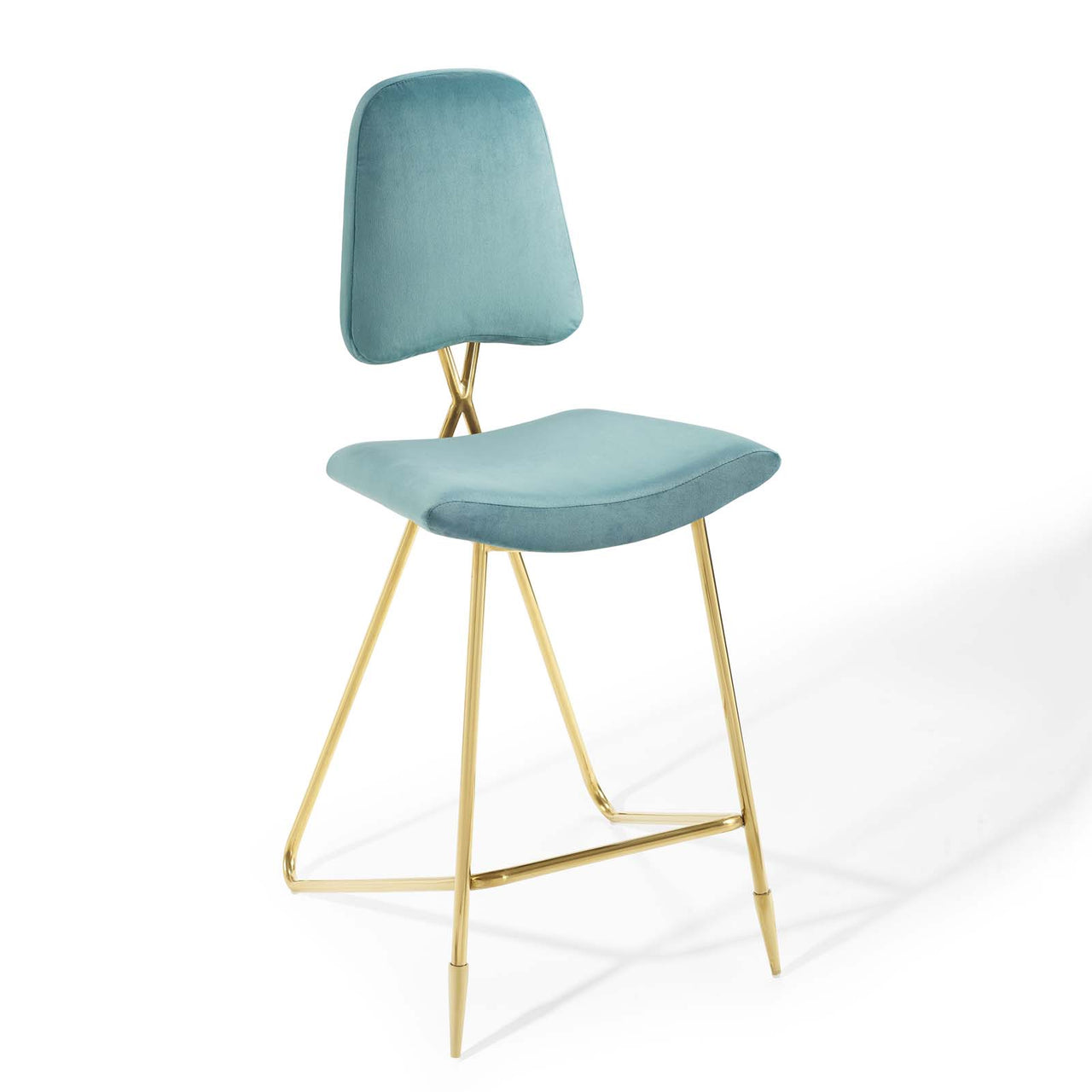Direction Velvet Bar Stool, Caspian Blue