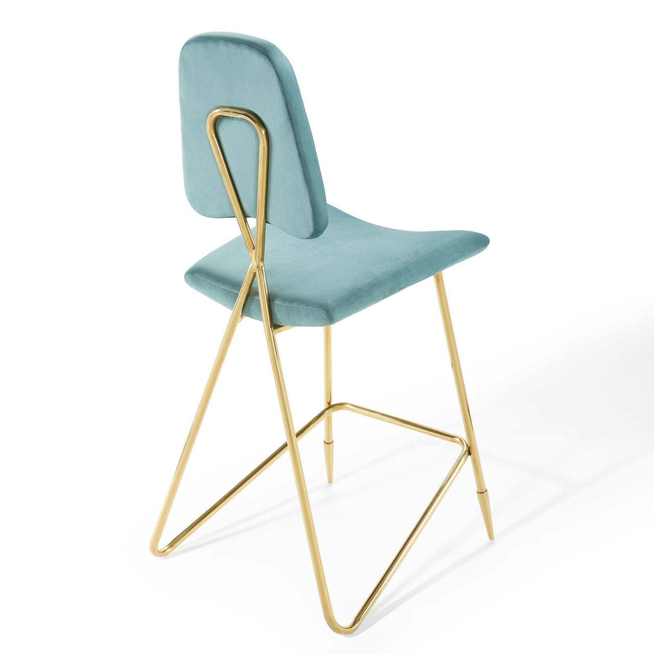Direction Velvet Bar Stool, Caspian Blue