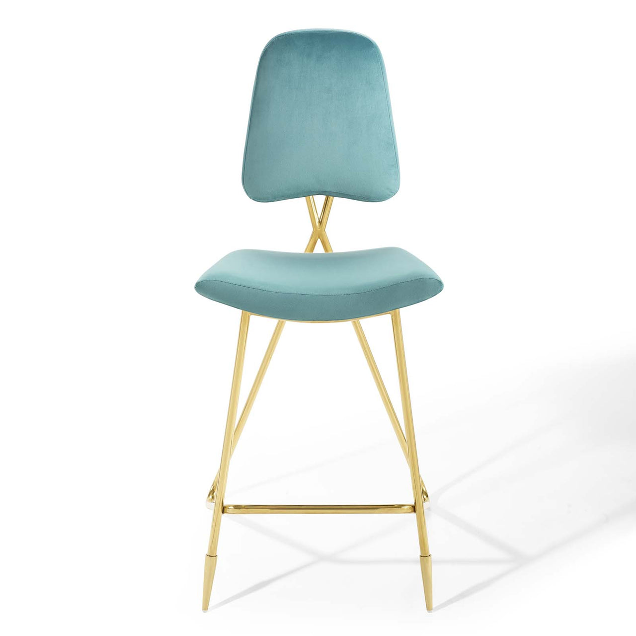 Direction Velvet Bar Stool, Caspian Blue