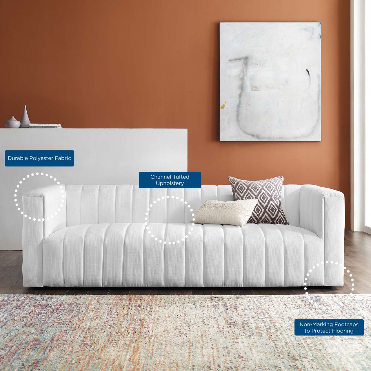 Avyelle Fabric Sofa, White