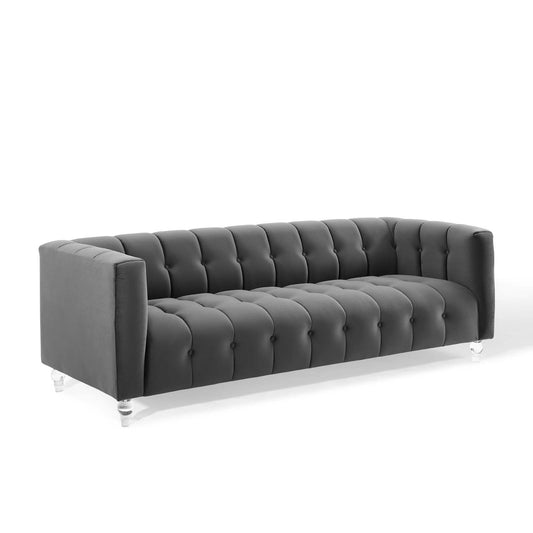 Fiorelle Upholstered Velvet Sofa, Charcoal