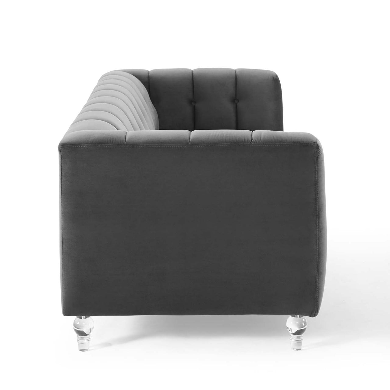 Fiorelle Upholstered Velvet Sofa, Charcoal