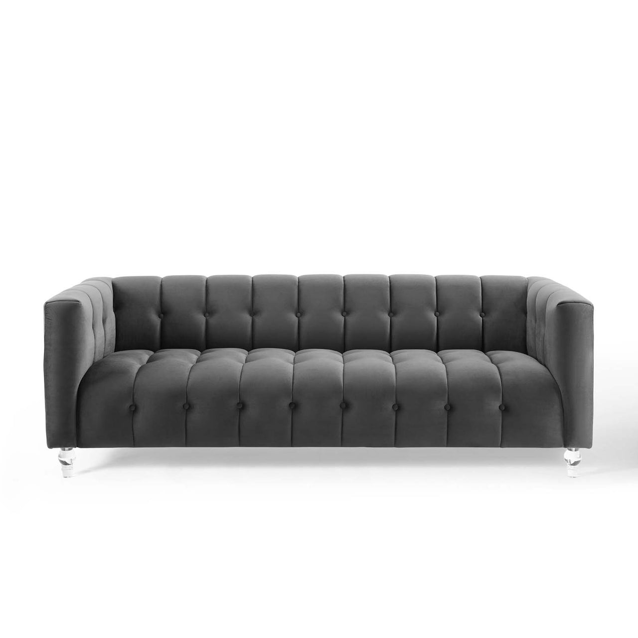 Fiorelle Upholstered Velvet Sofa, Charcoal