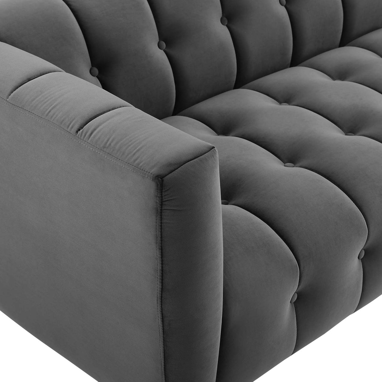Fiorelle Upholstered Velvet Sofa, Charcoal
