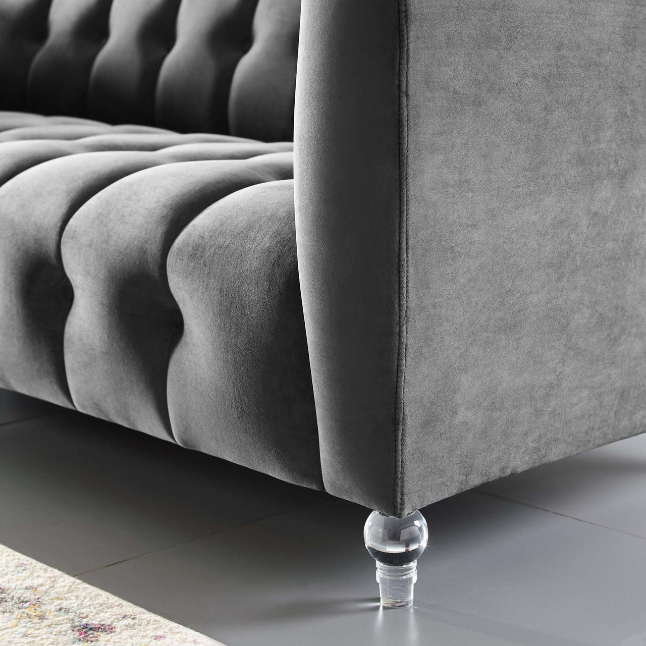 Fiorelle Upholstered Velvet Sofa, Charcoal