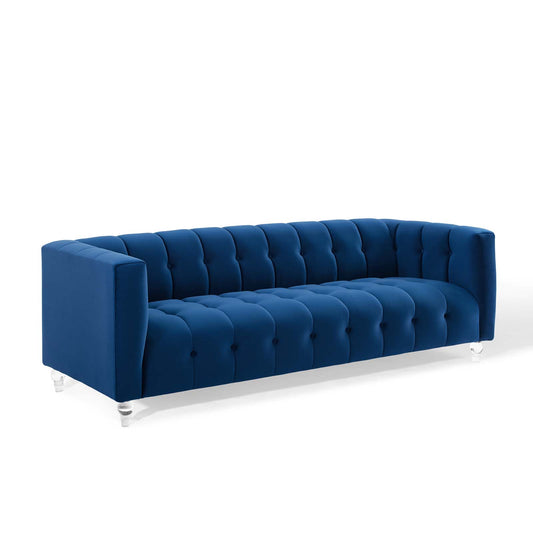 Fiorelle Upholstered Velvet Sofa, Navy