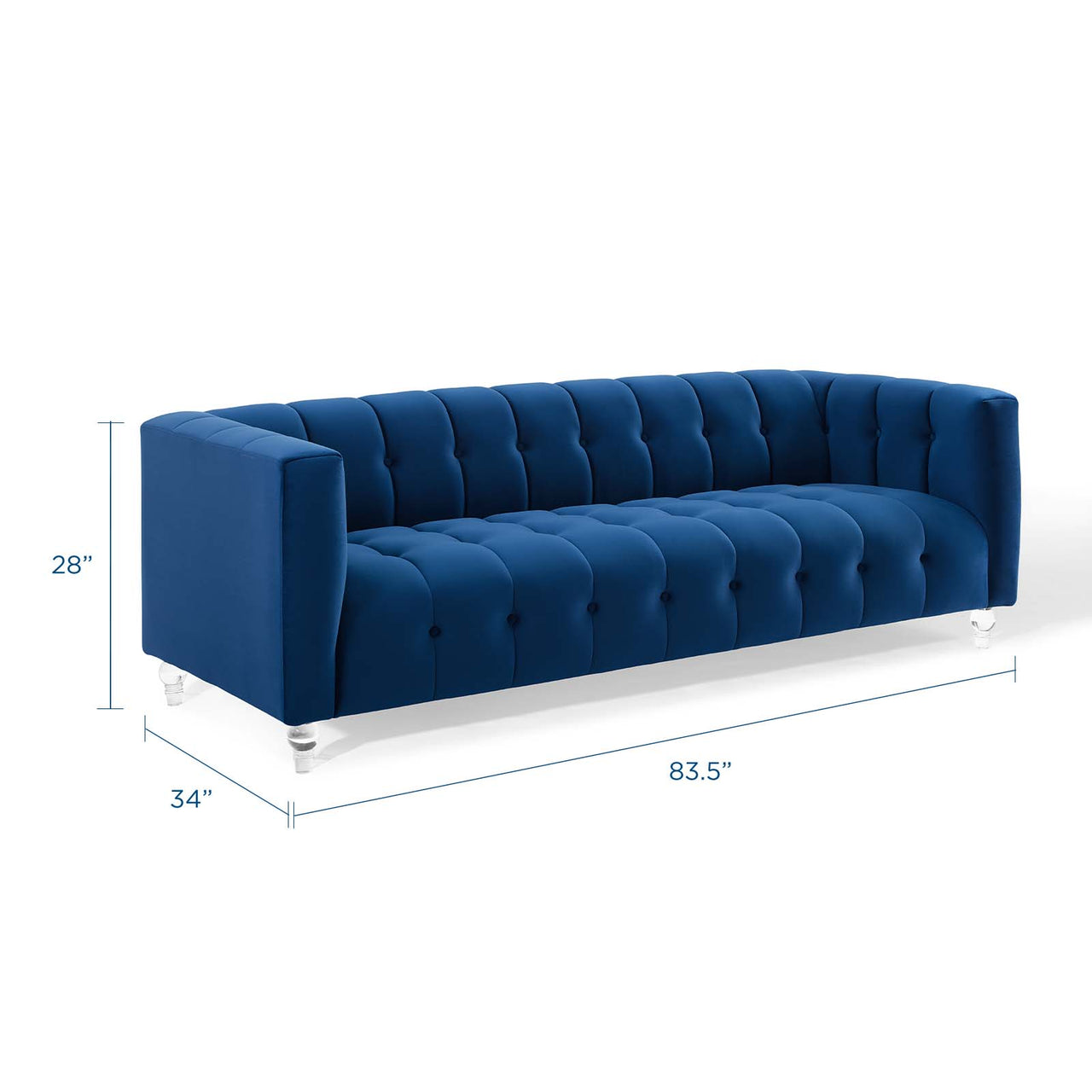 Fiorelle Upholstered Velvet Sofa, Navy