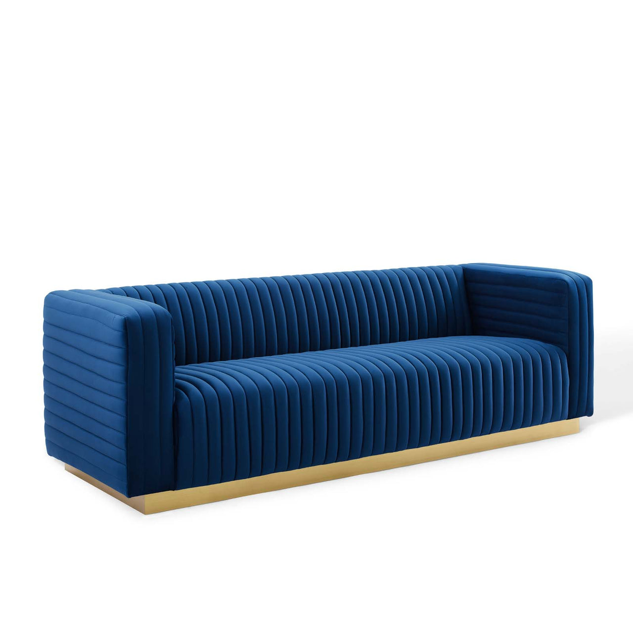 Charis Velvet Sofa, Navy