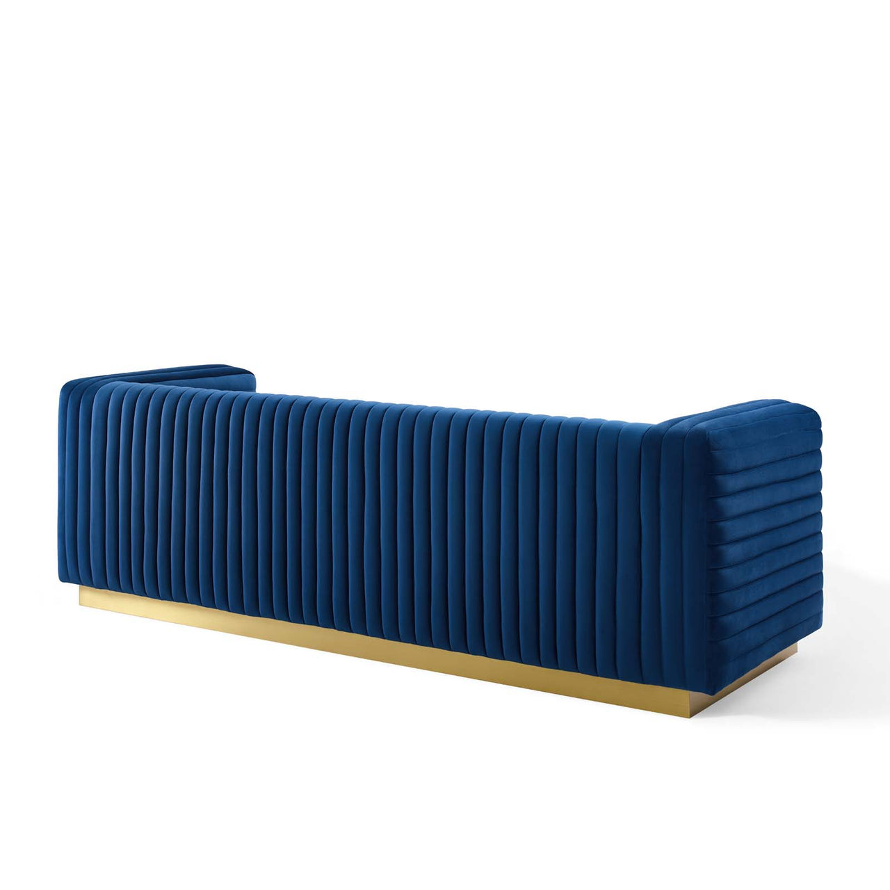 Charis Velvet Sofa, Navy