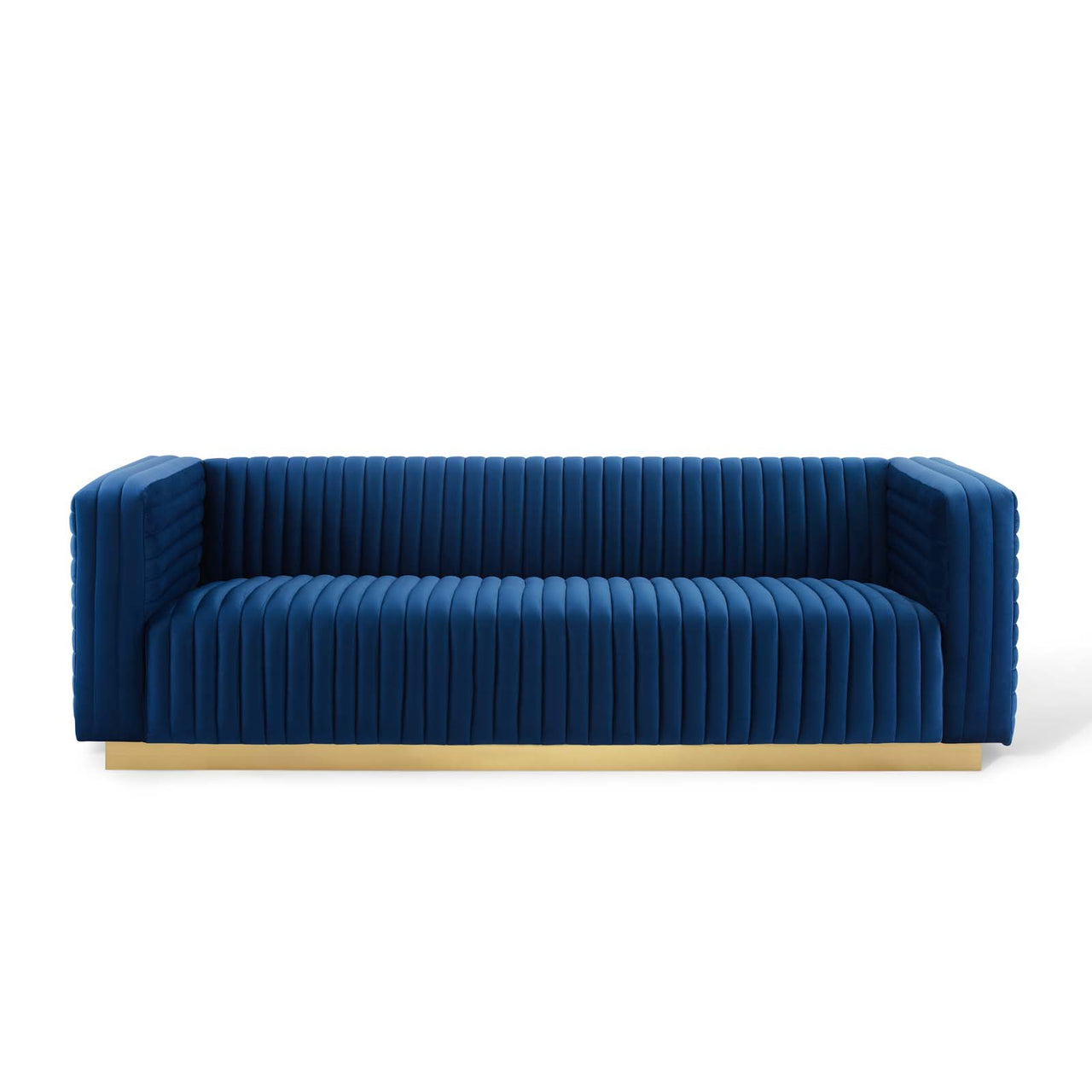 Charis Velvet Sofa, Navy