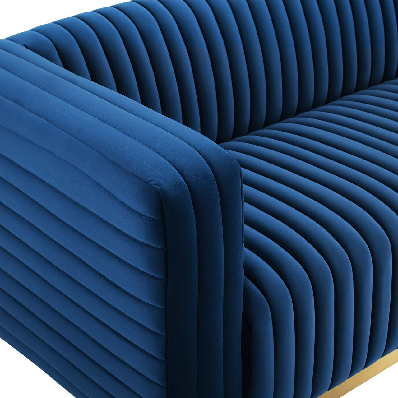 Charis Velvet Sofa, Navy