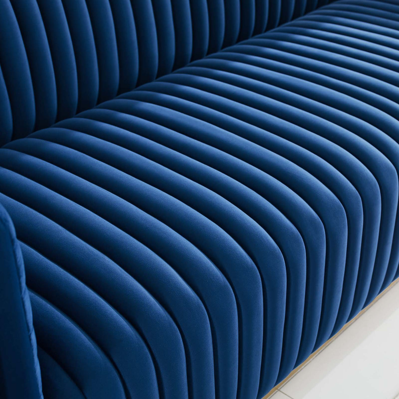 Charis Velvet Sofa, Navy