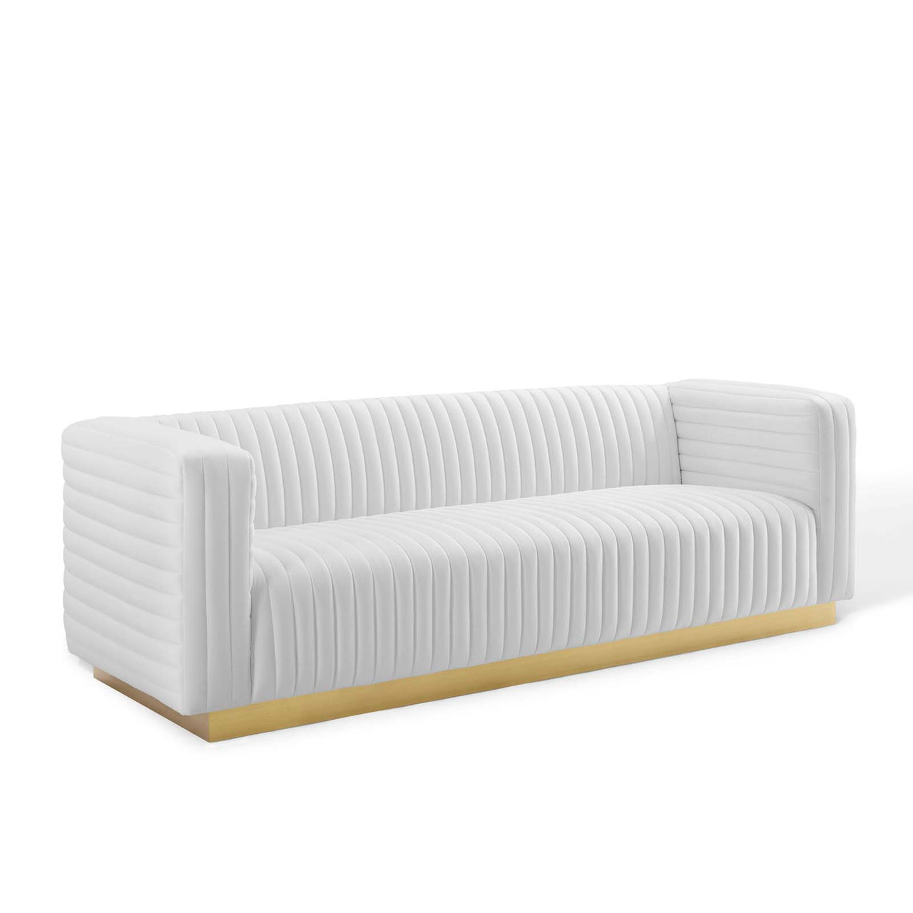 Charis Velvet Sofa, White