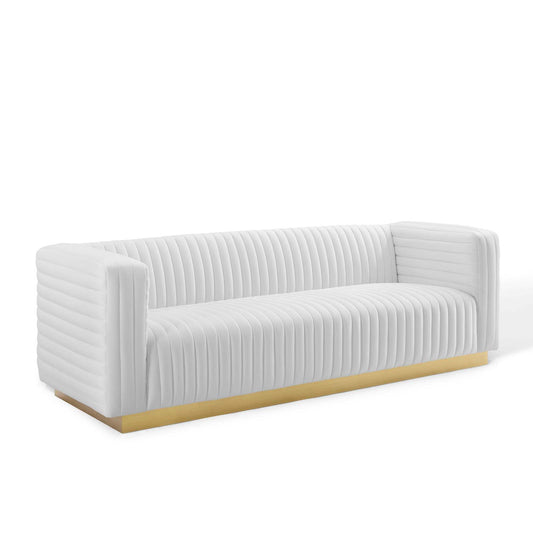 Charis Velvet Sofa, White