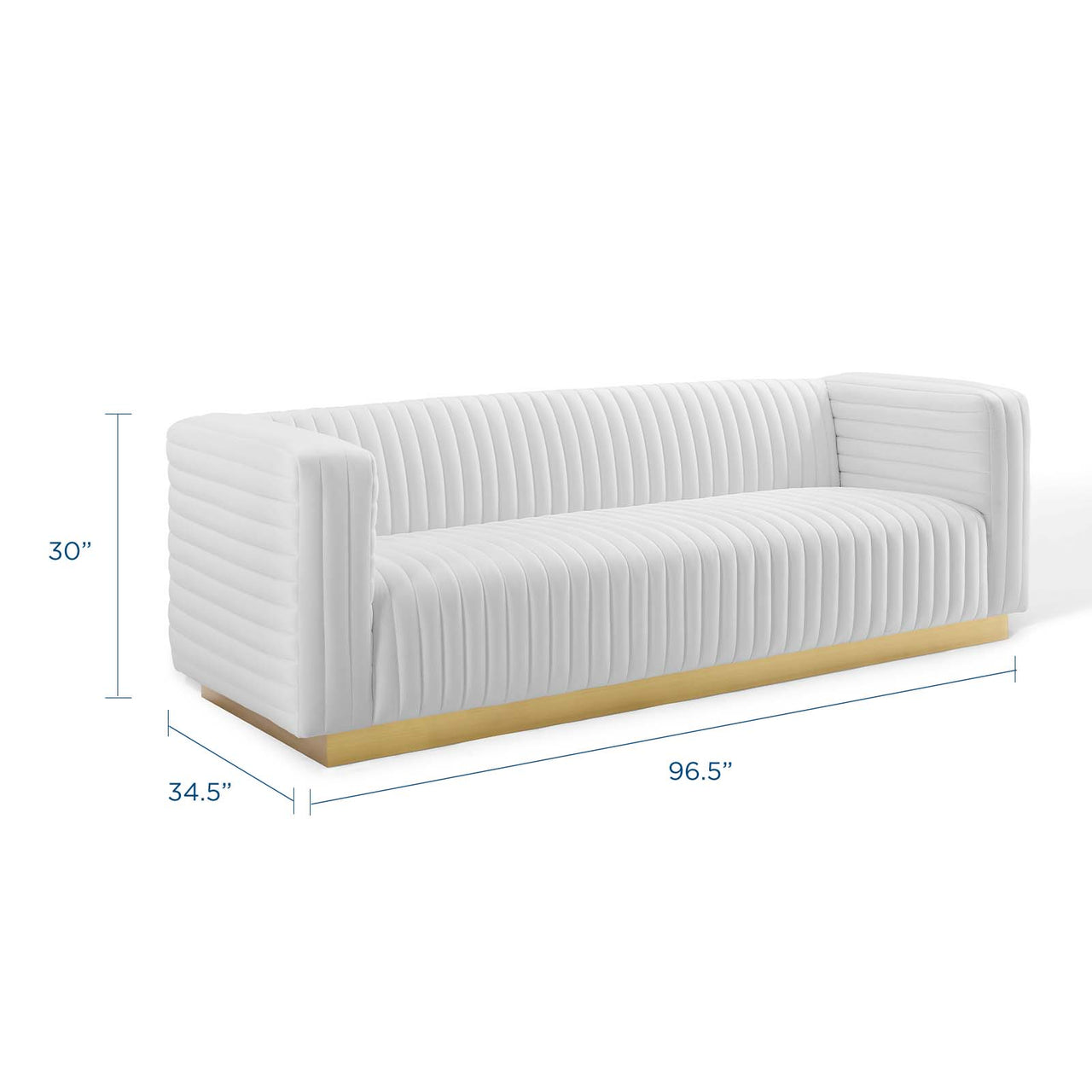 Charis Velvet Sofa, White