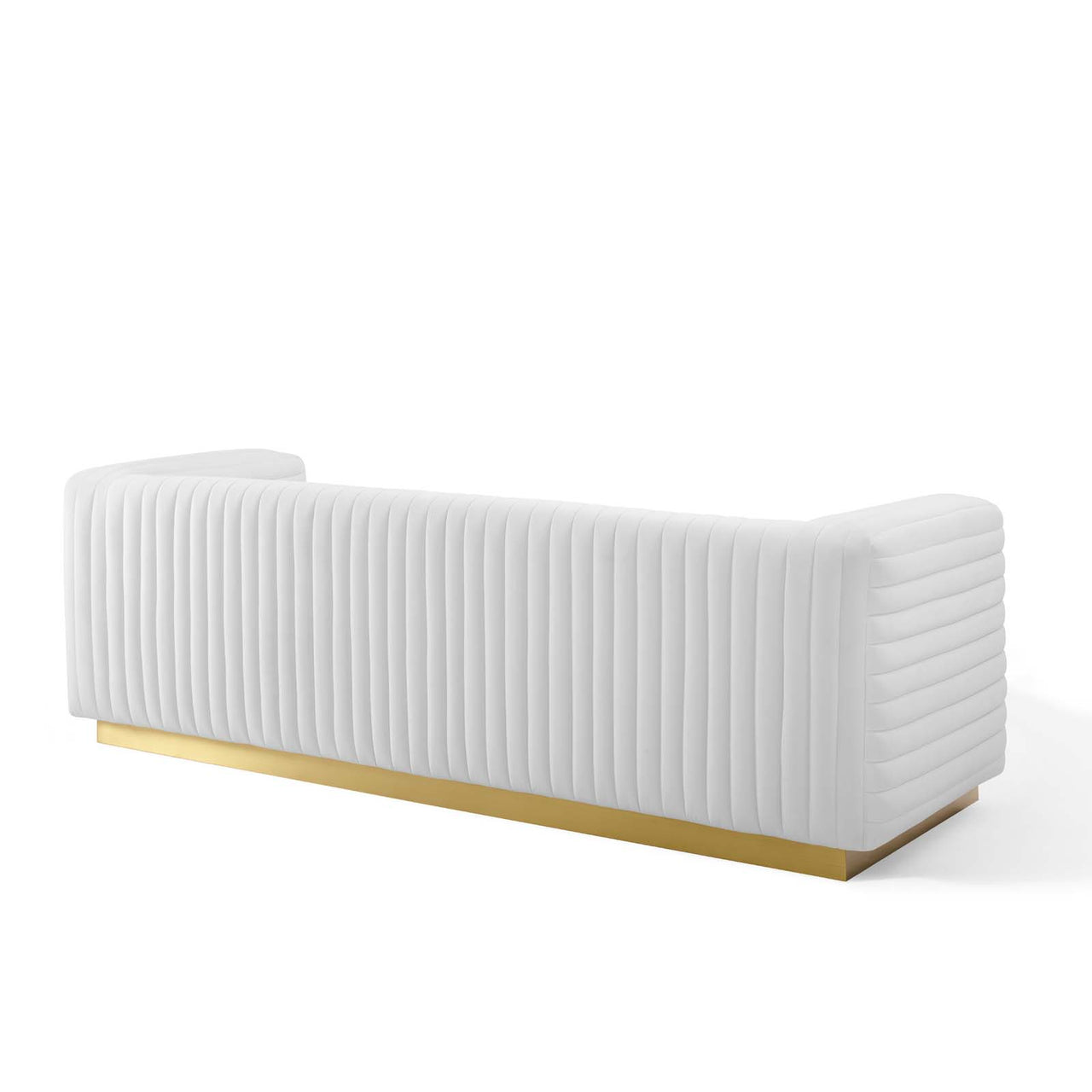 Charis Velvet Sofa, White