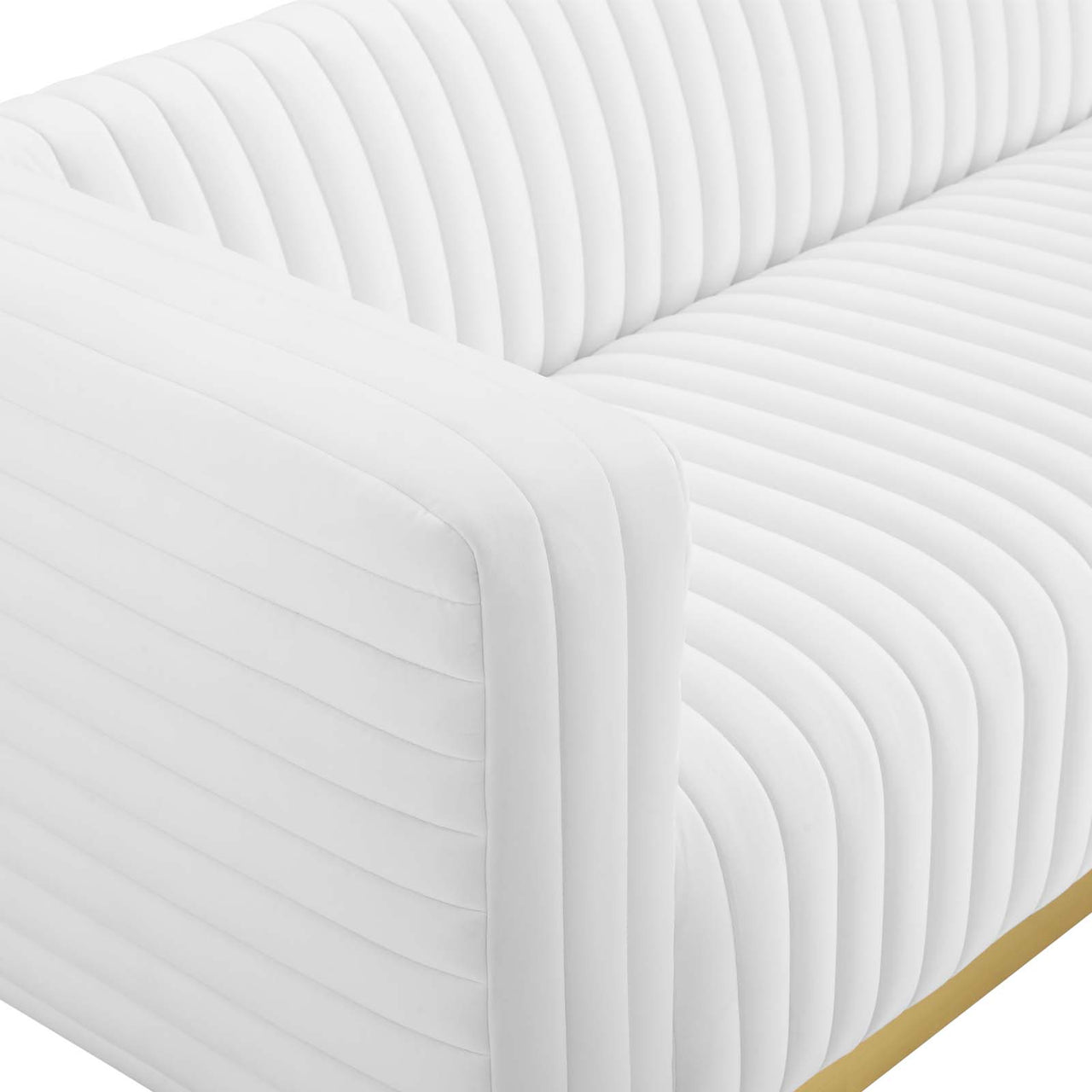 Charis Velvet Sofa, White