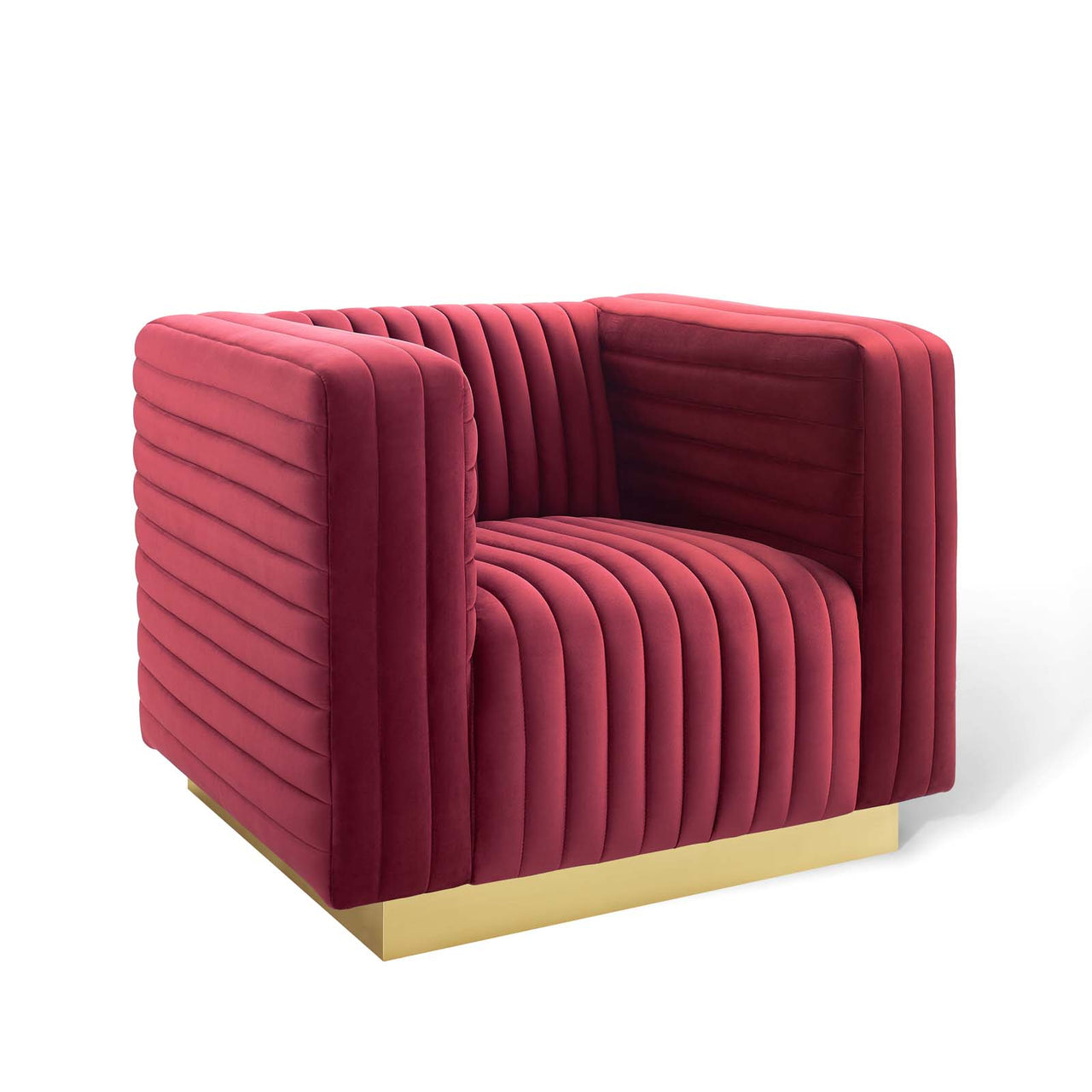 Charis Velvet Accent Armchair, Maroon