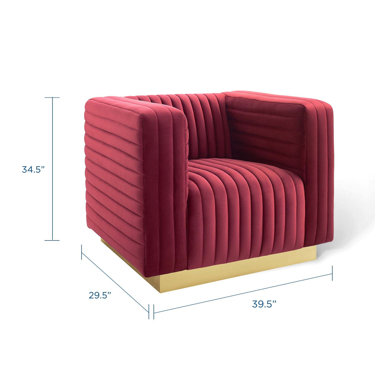 Charis Velvet Accent Armchair, Maroon