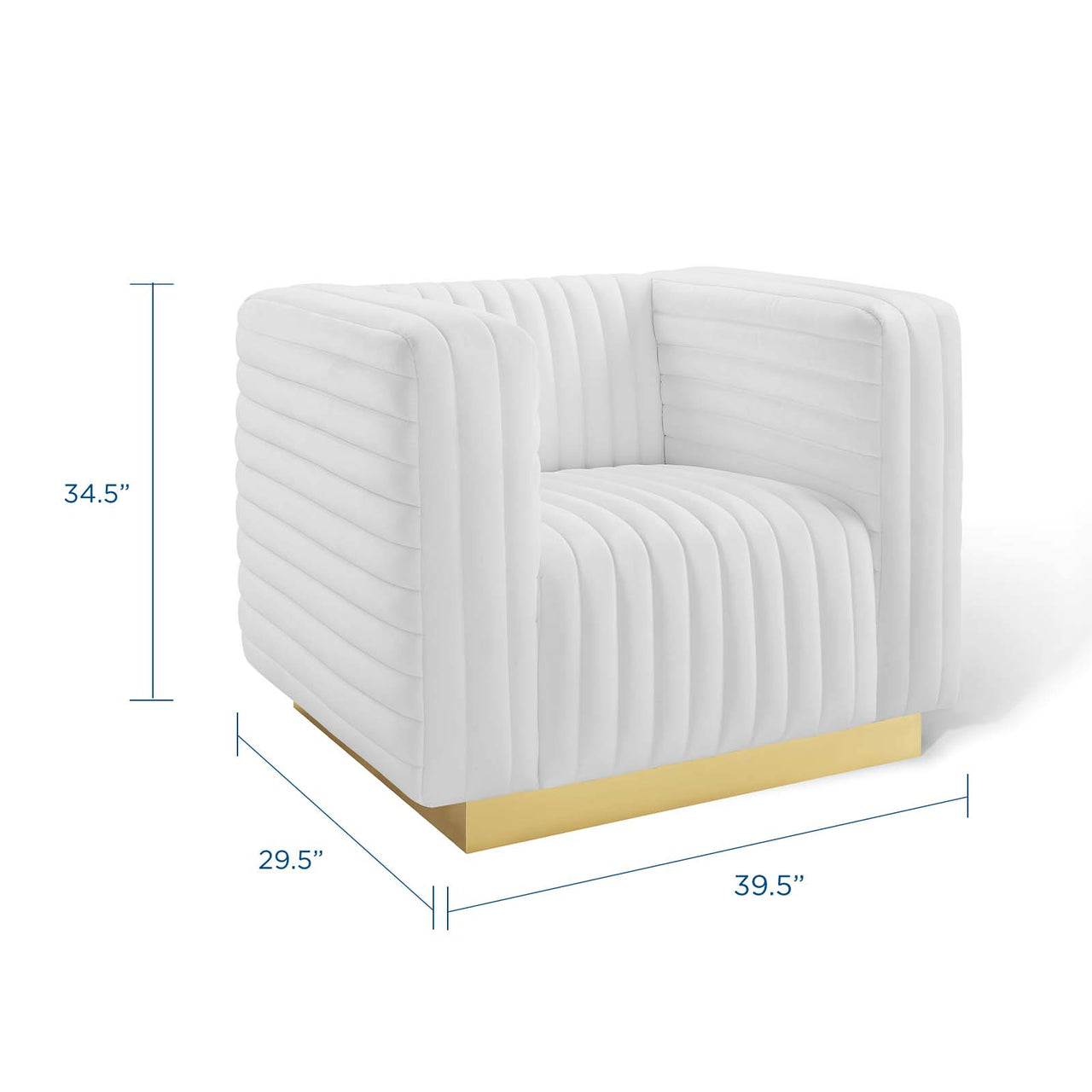 Charis Velvet Accent Armchair, White