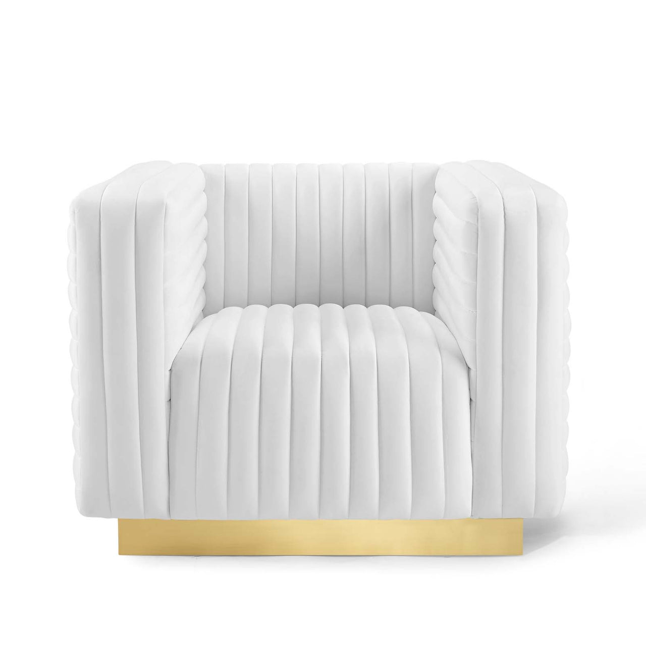 Charis Velvet Accent Armchair, White