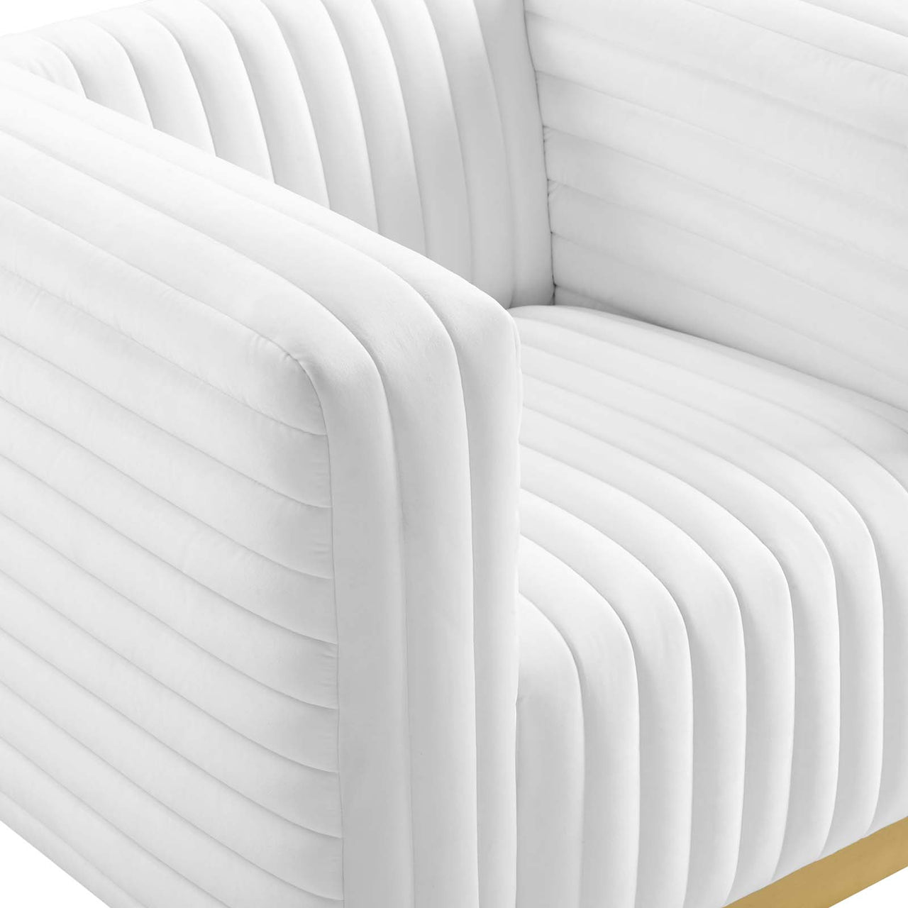 Charis Velvet Accent Armchair, White