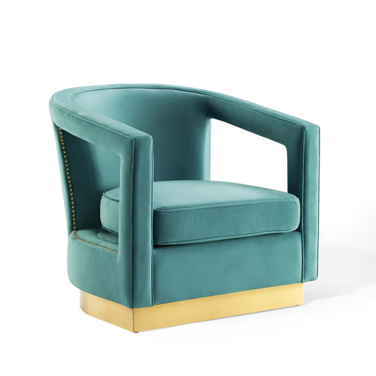 Arouse Upholstered Velvet Armchair, Mint