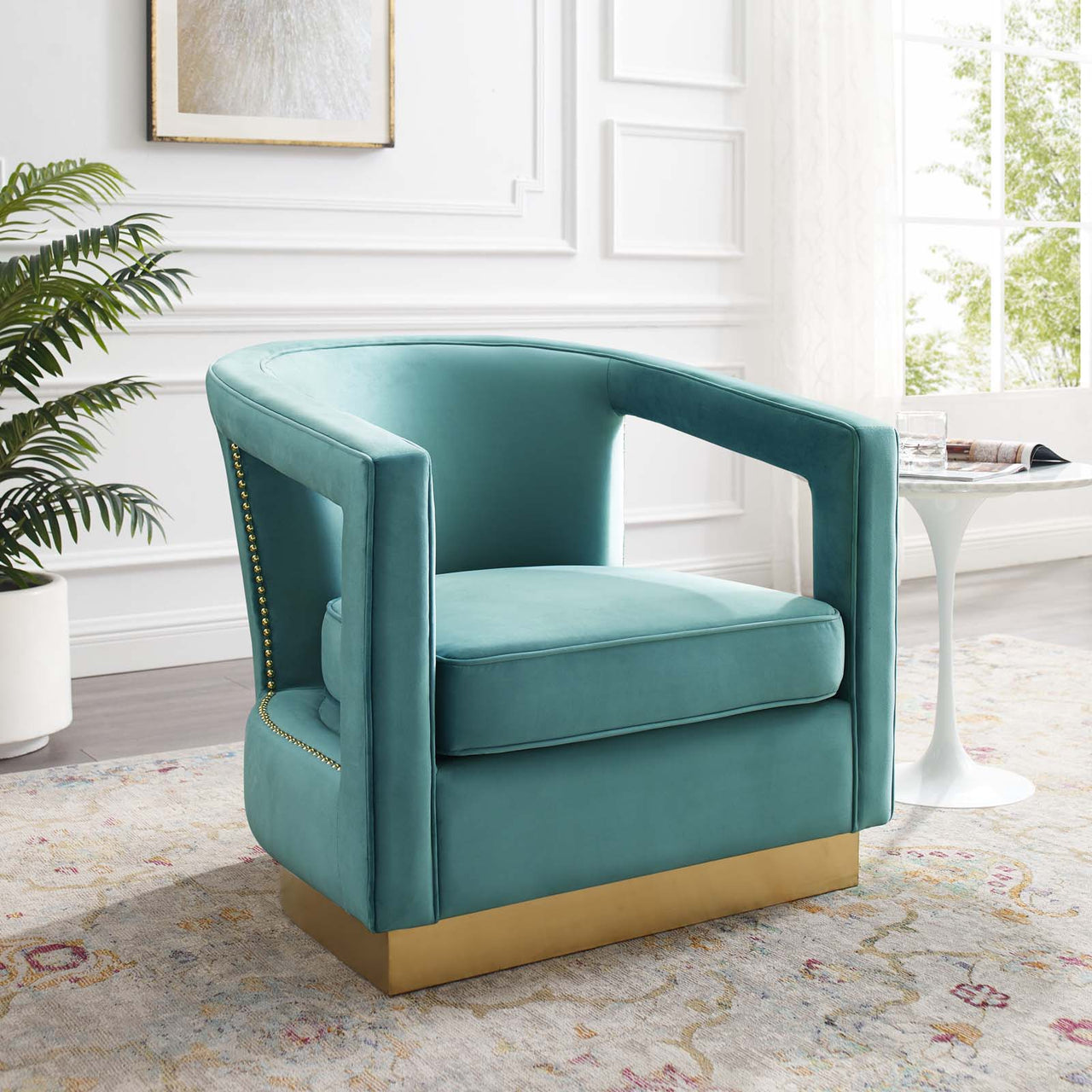 Arouse Upholstered Velvet Armchair, Mint