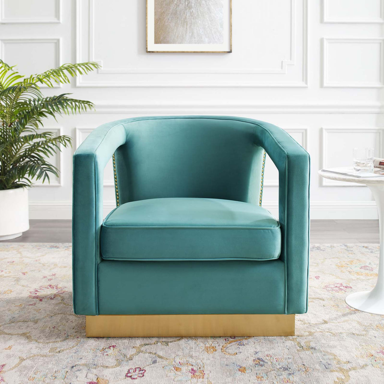 Arouse Upholstered Velvet Armchair, Mint