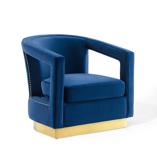 Arouse Upholstered Velvet Armchair, Navy