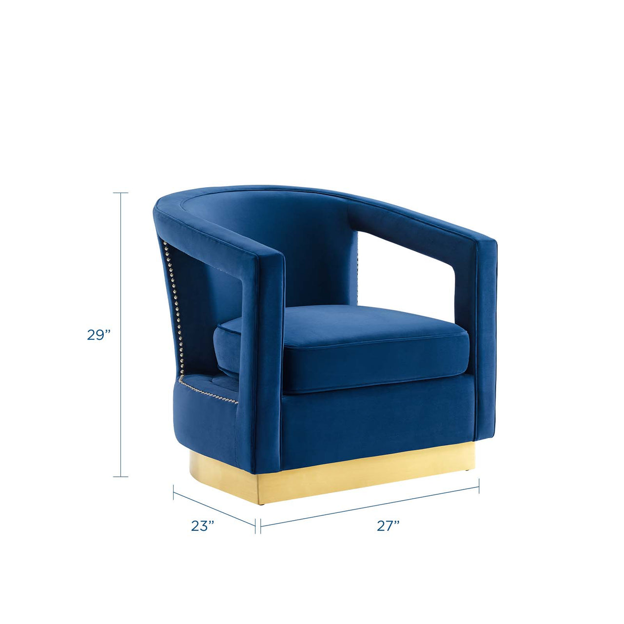 Arouse Upholstered Velvet Armchair, Navy