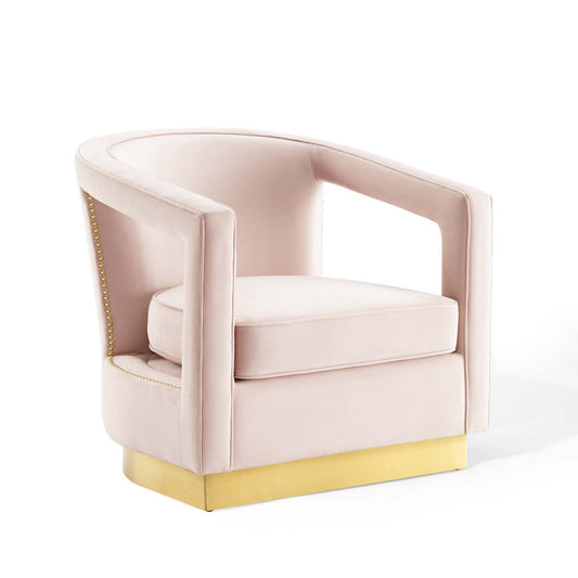 Arouse Upholstered Velvet Armchair, Pink