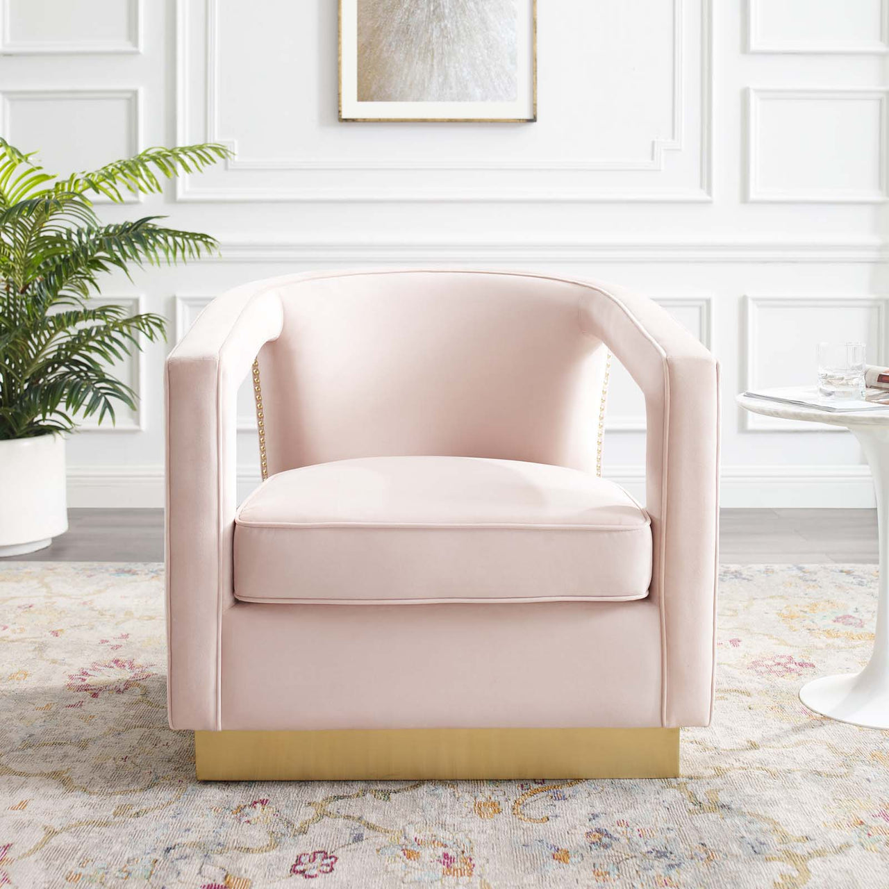 Arouse Upholstered Velvet Armchair, Pink
