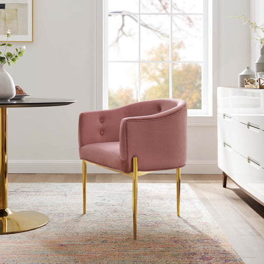 Civetta Upholstered Velvet Chair, Dusty Rose
