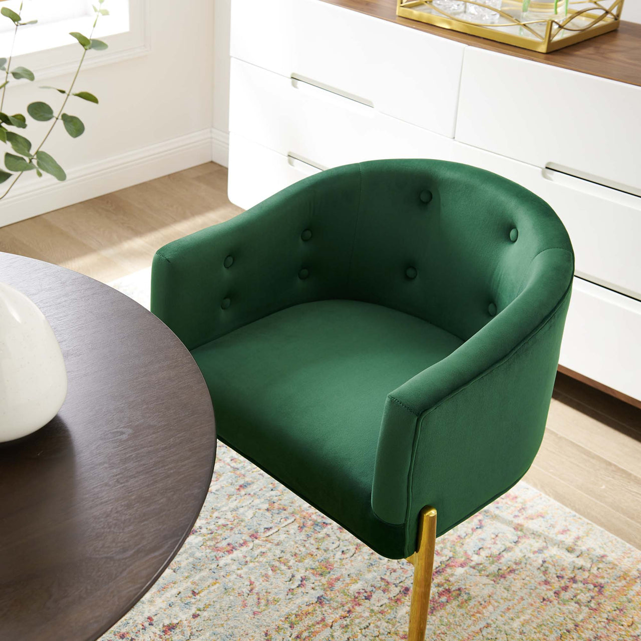 Civetta Upholstered Velvet Chair, Emerald