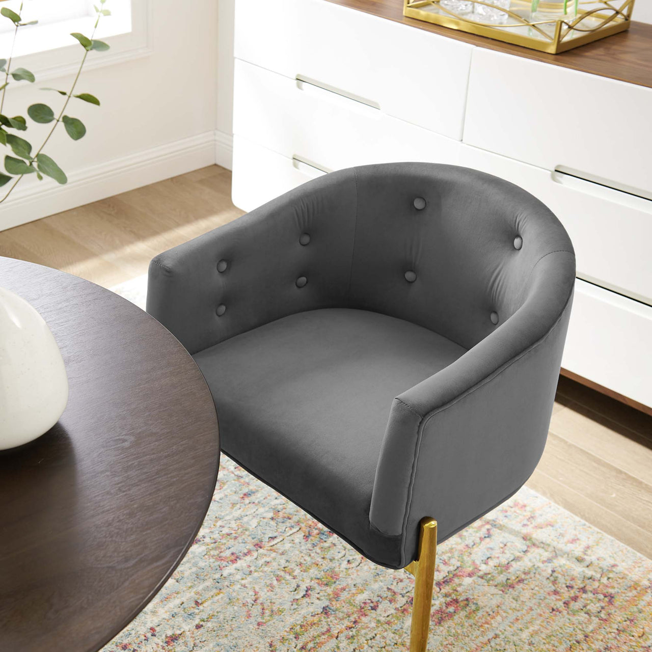 Civetta Upholstered Velvet Chair, Gray