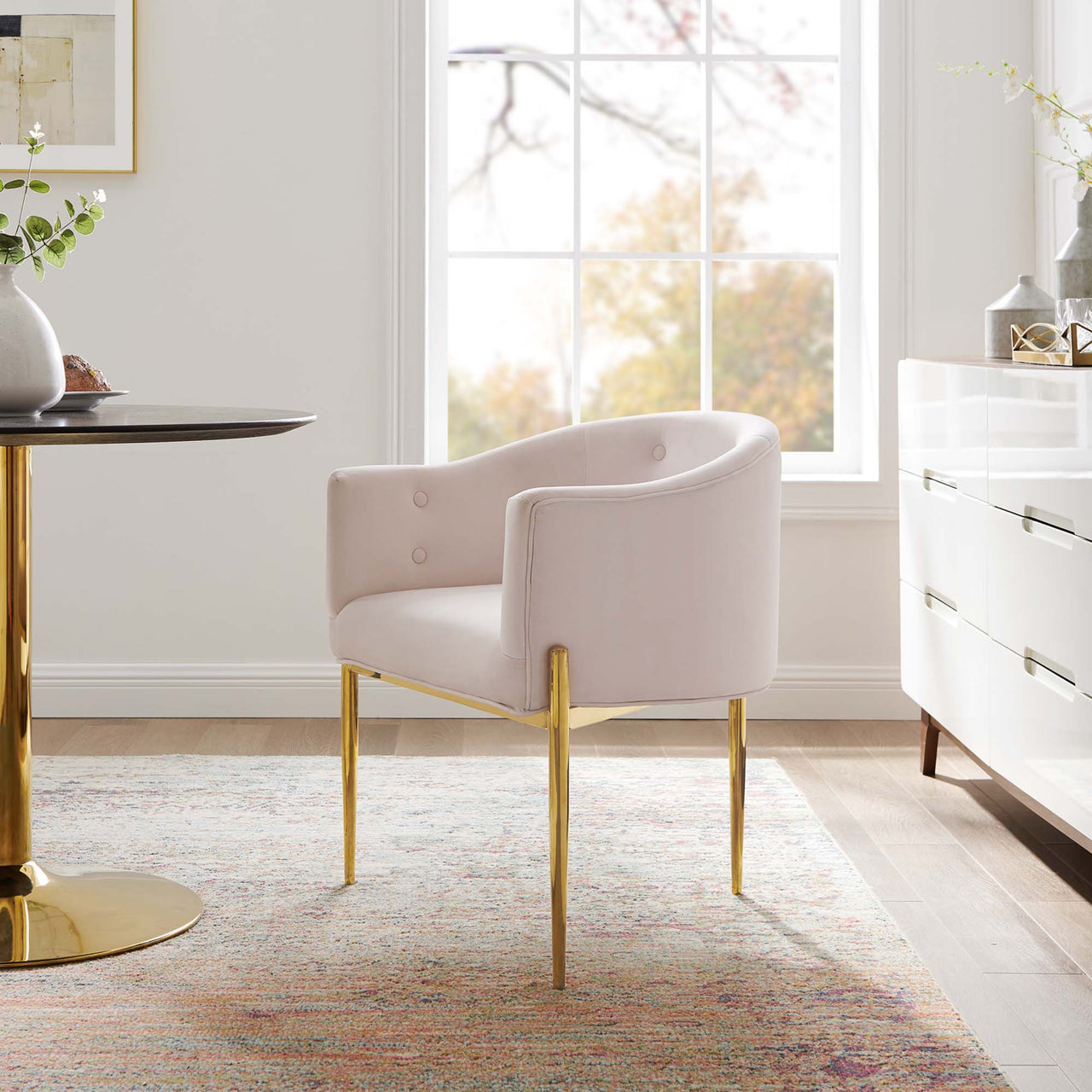 Civetta Upholstered Velvet Chair, Pink