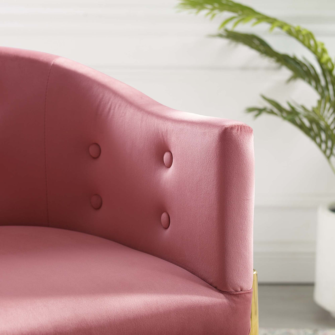 Civetta Upholstered Velvet Armchair, Dusty Rose