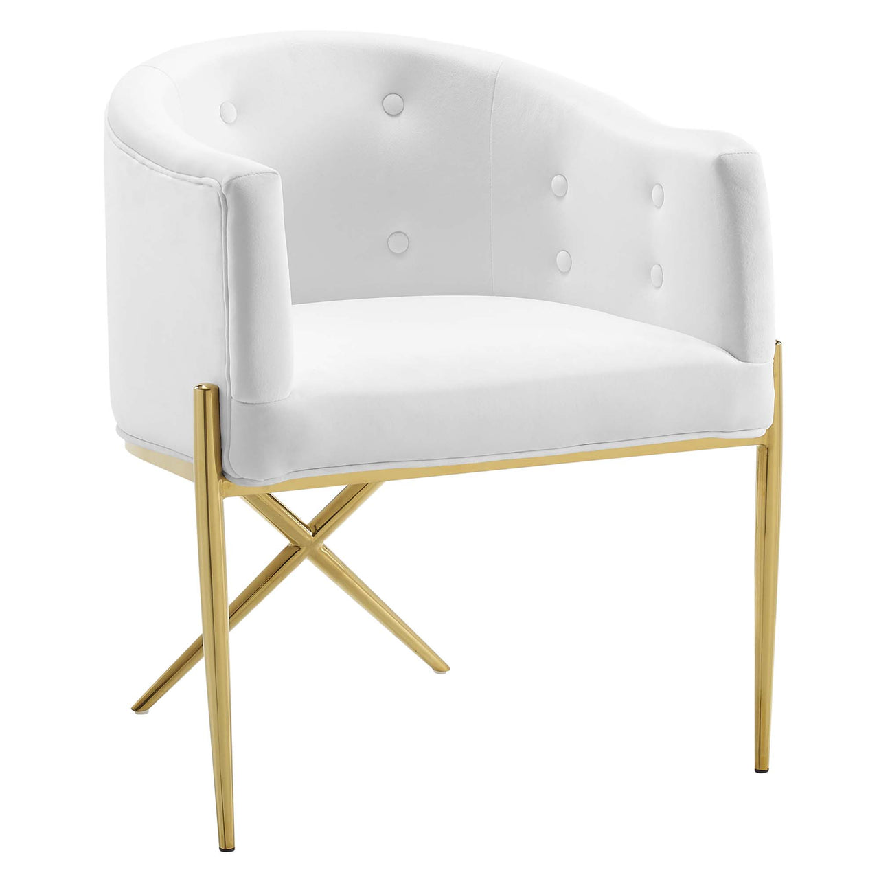 Civetta Upholstered Velvet Armchair, White