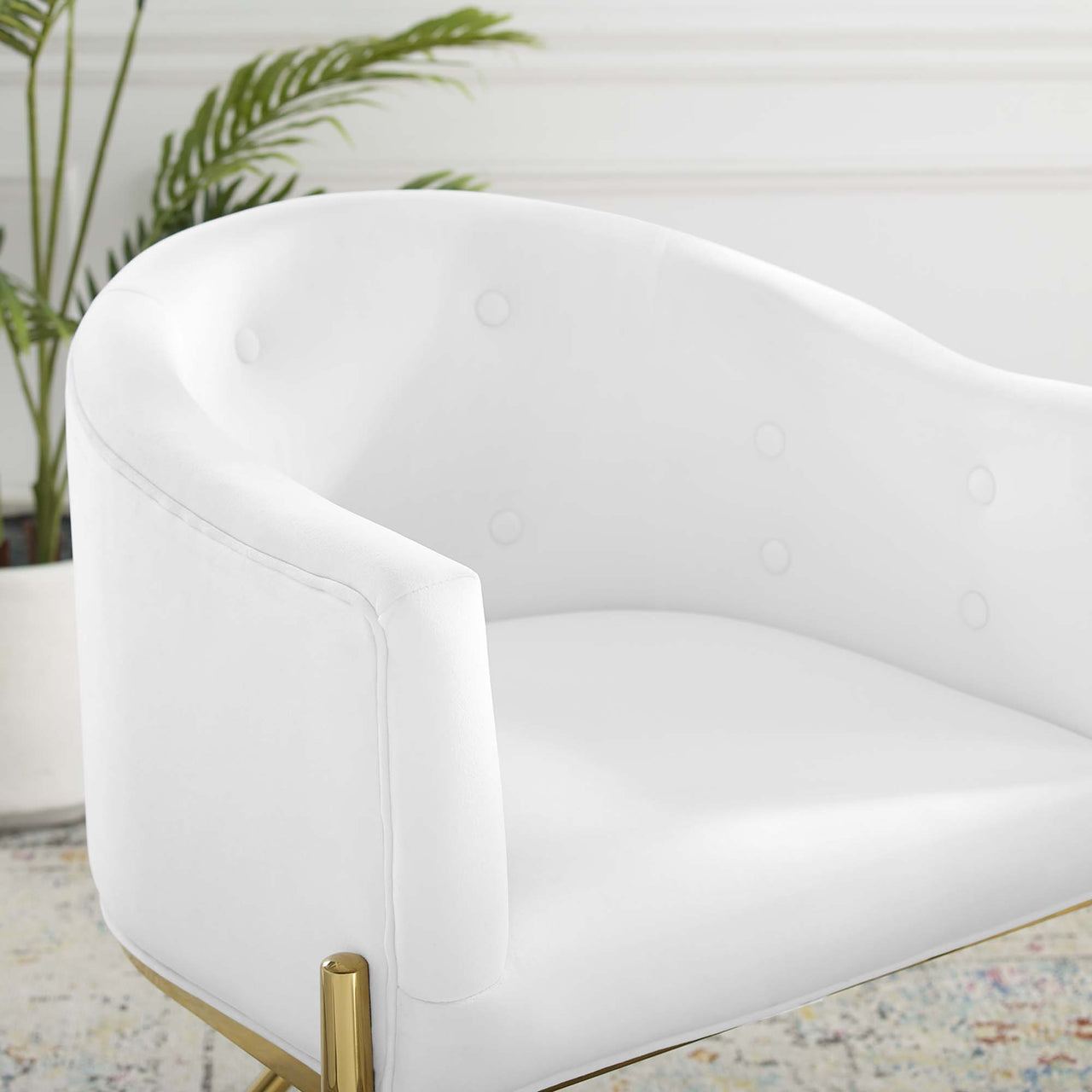 Civetta Upholstered Velvet Armchair Set of 2, White