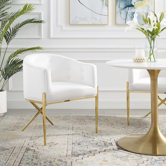 Civetta Upholstered Velvet Armchair, White