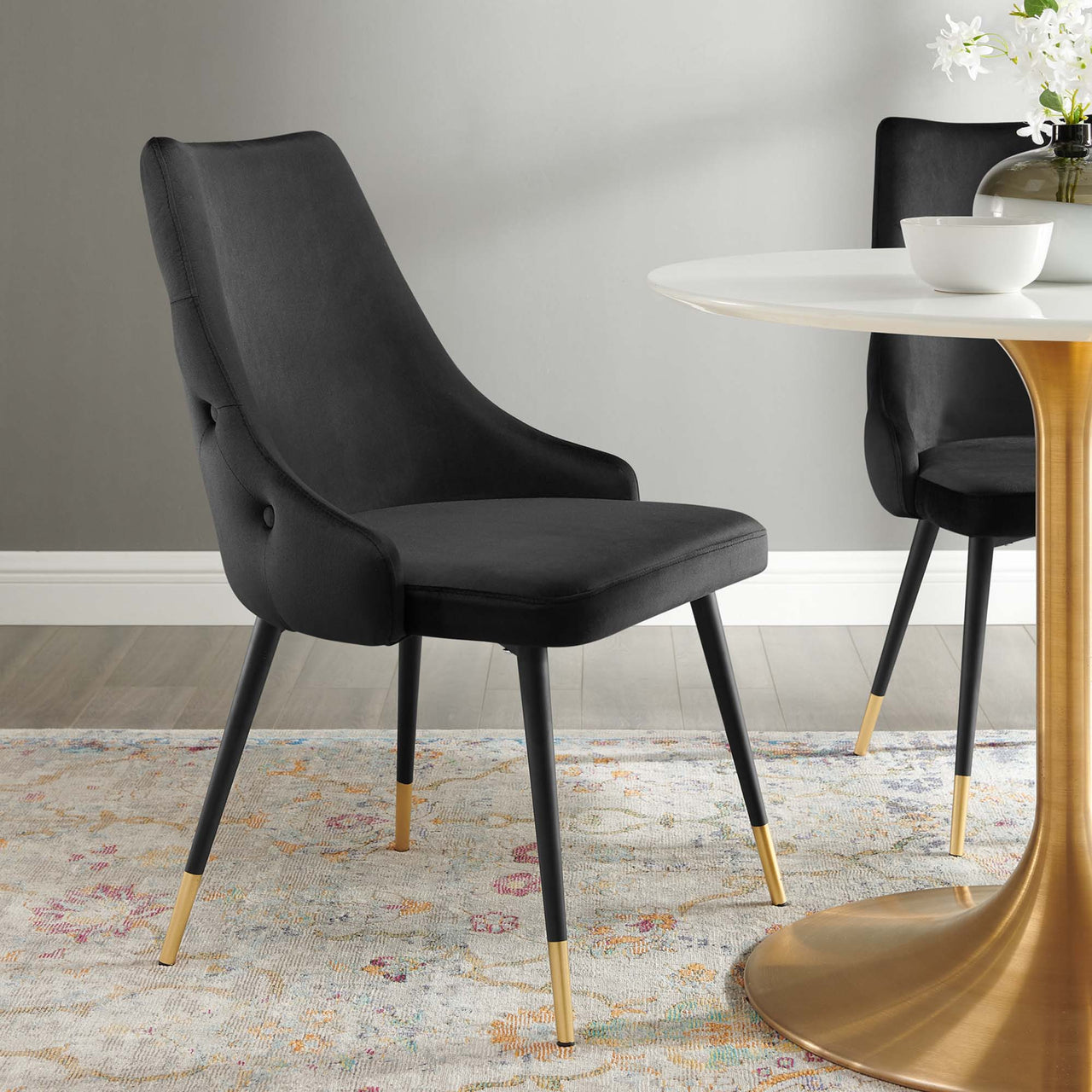 Avira Velvet Dining Chair, Black