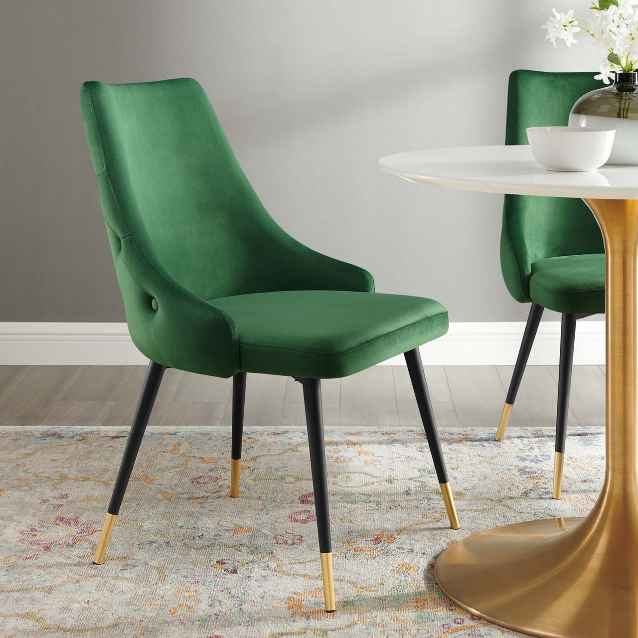 Avira Velvet Dining Chair, Emerald
