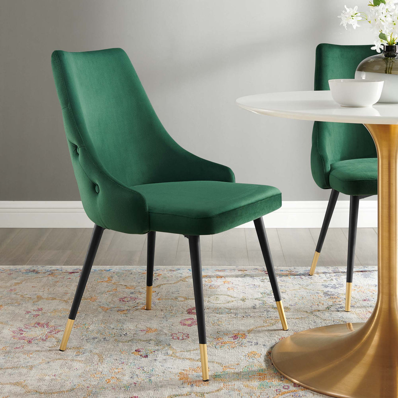 Avira Velvet Dining Chair, Green