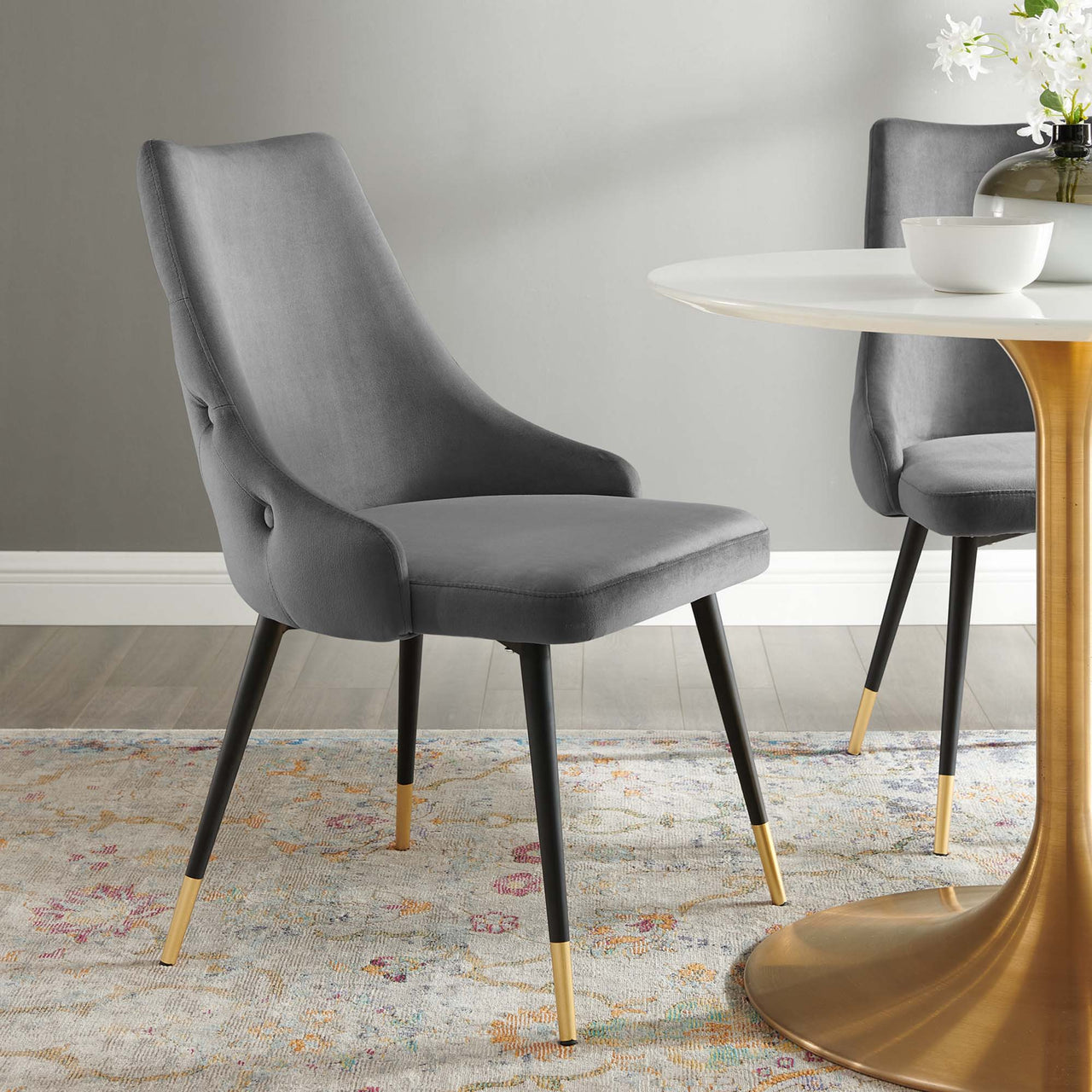 Avira Velvet Dining Chair, Gray